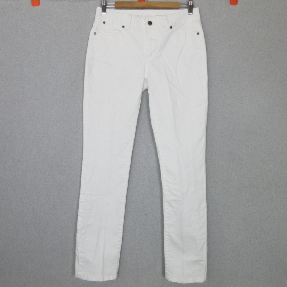 Talbots Signature Straight Leg Jeans Womens 6 White Stretch Denim Mid Rise Pants